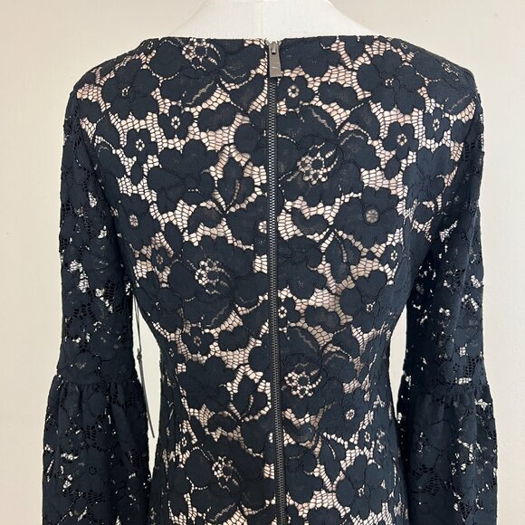 NWT Vince Camuto Black Bell Sleeve Lace Dress (6) Dark Coquette / Dark Romance - Picture 6 of 16